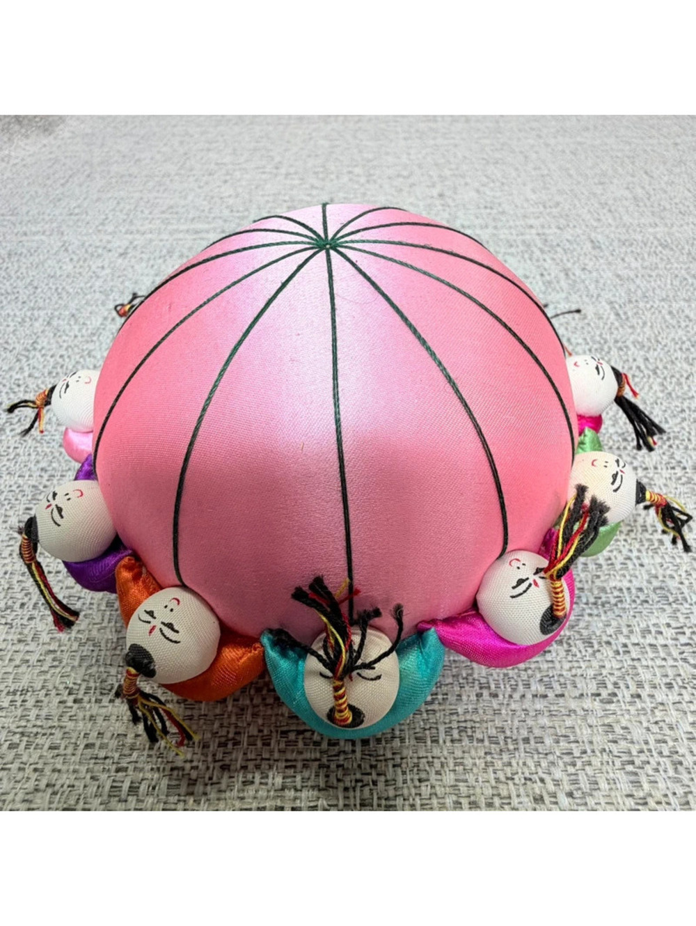 Vintage Chinese Satin Doll Pincushion Pink Sewing Pin Cushion Asian Figurines